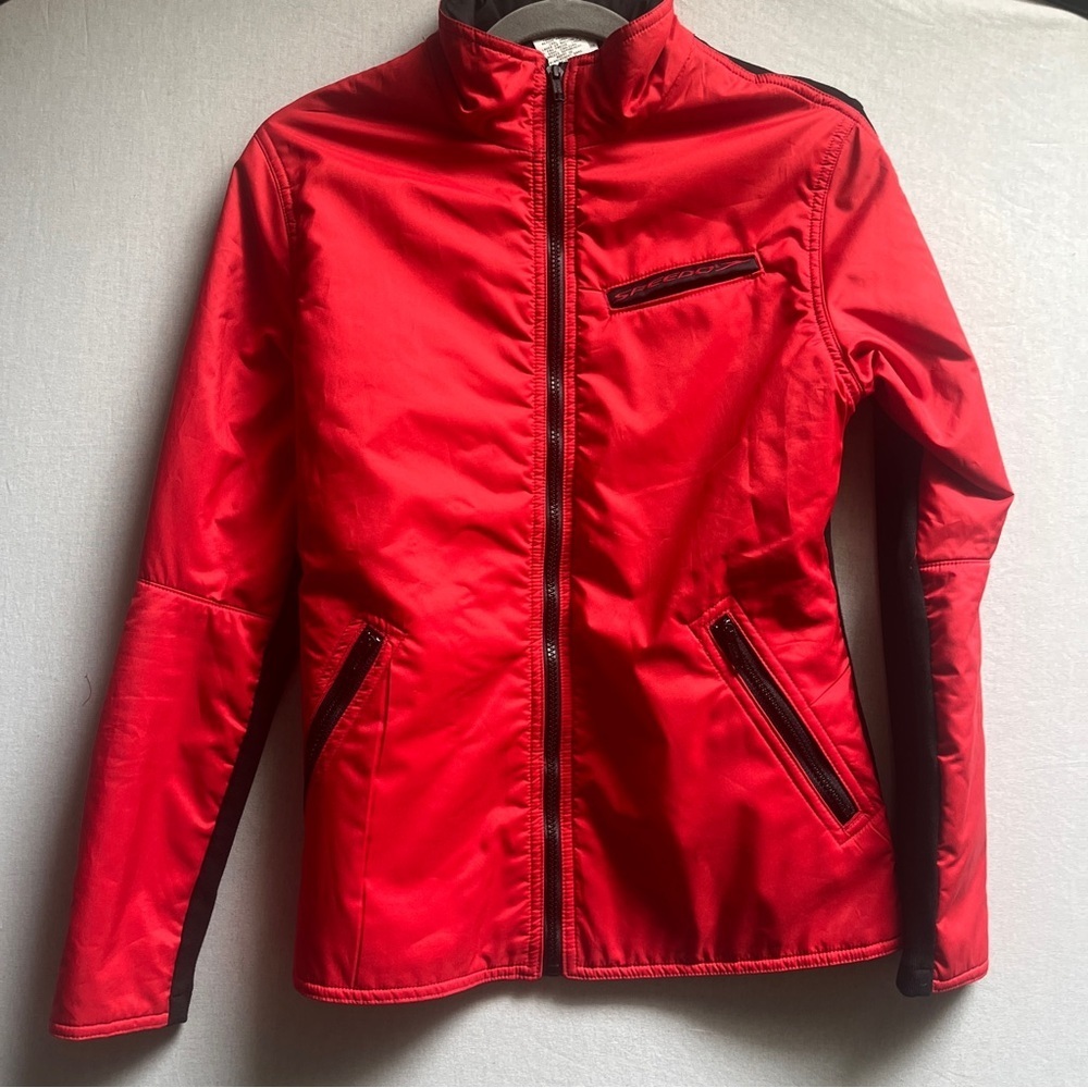 Speedo Red Full Zip Athletic Track Warmup Jacket Bomber Style S